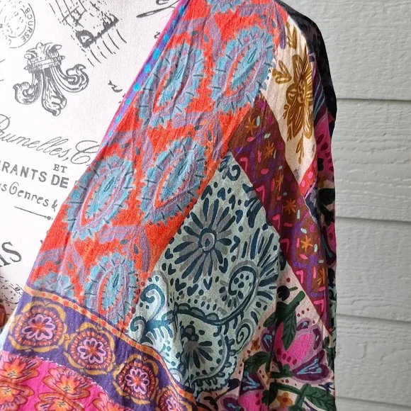 Natural Life Sierra Patchwork Print Duster Size L/XL Boho Multicolor Casual - Picture 5 of 11